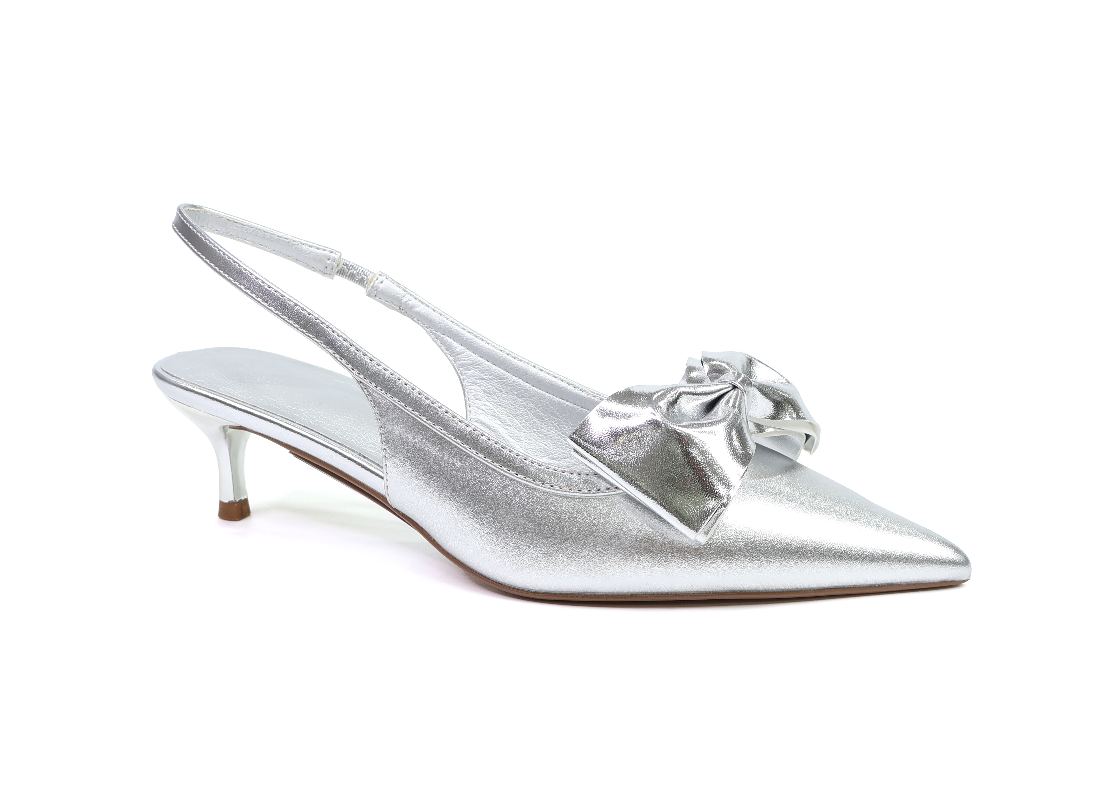SLINGBACK SANDALS WITH A BOW AND LITTLE CAT HEELS